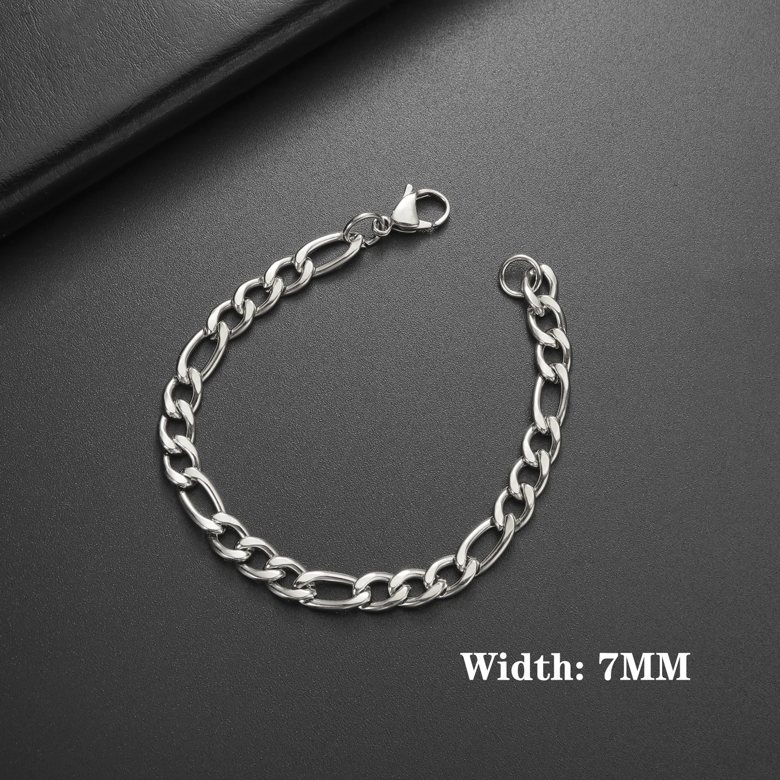 Lucktune Figaro-Kettenarmband für Männer und Frauen, Edelstahl, Breite 3–10 mm, Armbänder, Punk-Schmuck, Paar-Geschenk, Pulsera Hombre, Neu – Detail 21