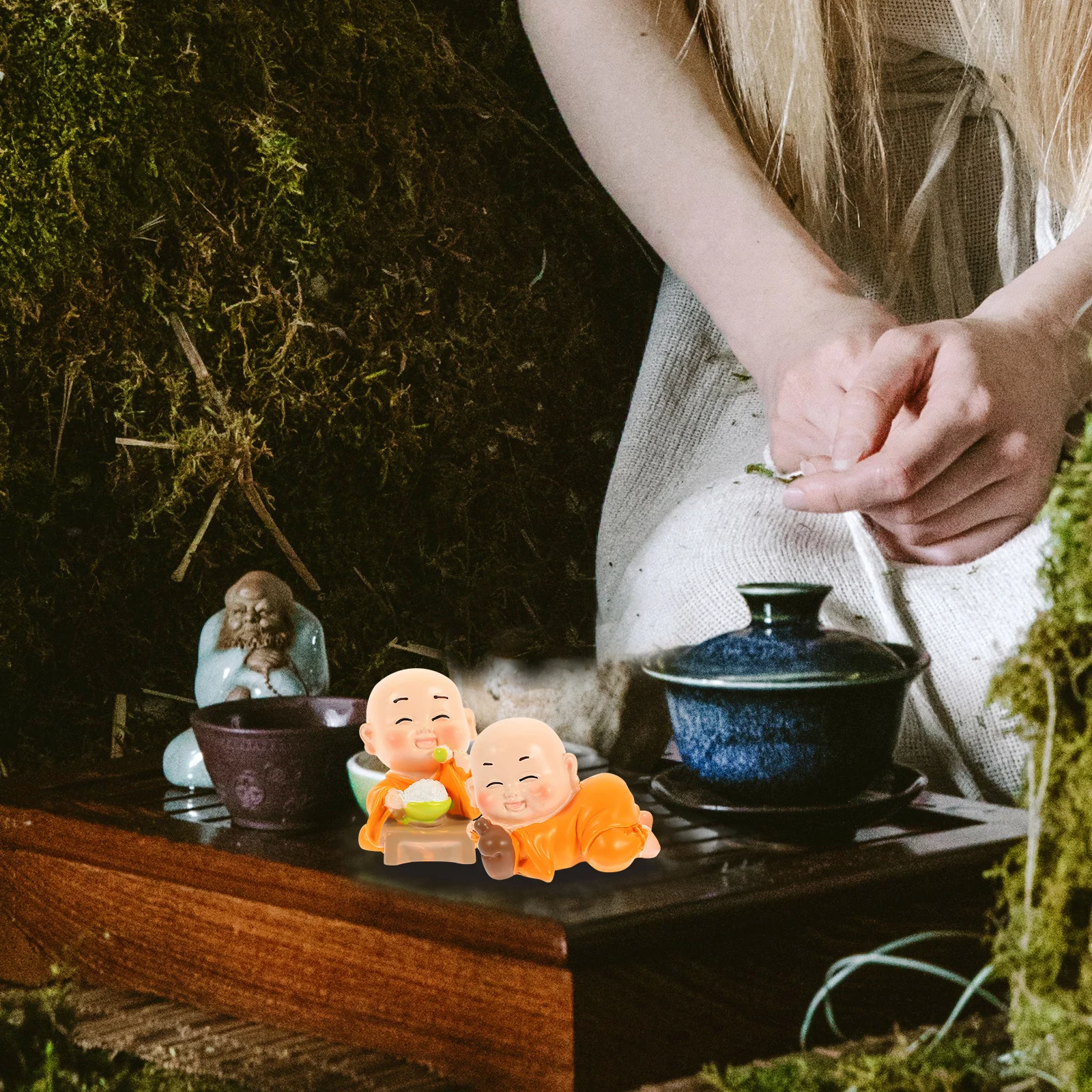 

7Pcs Zen Statue Resin Craft for Home Decor Tea Table Ornament Desktop Mini Buddha Sculpture Microlandscape