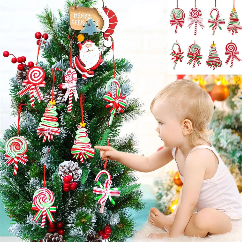 الملونة إكليل عيد الميلاد ديكور مصاصة زخرفة قصب الحلوى زينة معلقة قصب الحلوى وهمية عيد الميلاد الحلوى الحلي #1