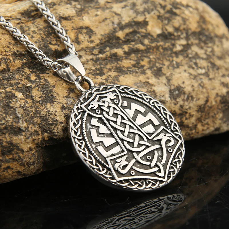 

Retro Norse Vikings Thor Hammer Pendant Charin Classic Stainless Steel Necklace Amulet Popular Mjolnir Jewelry for Men Boy Gift