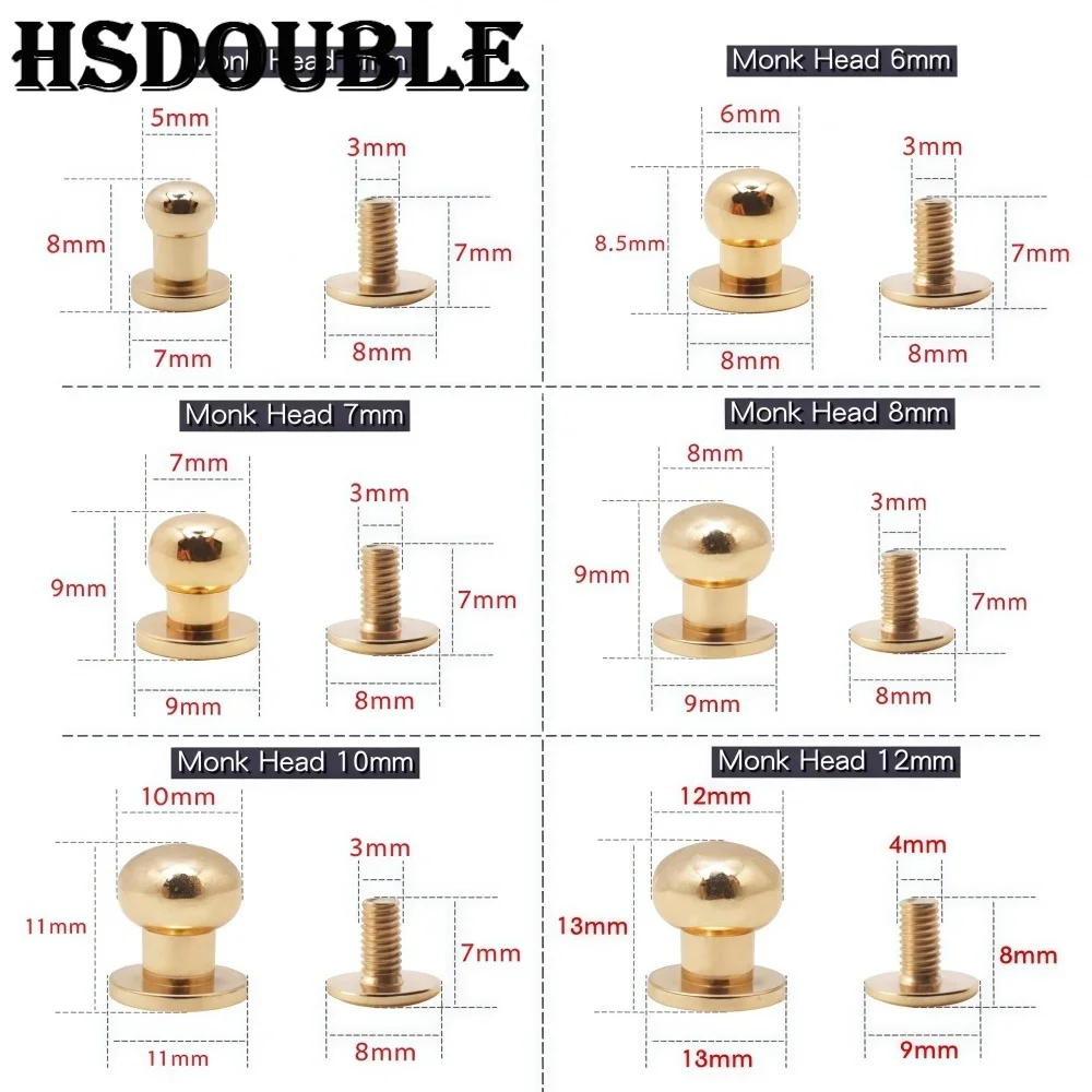 20 Sets Metal Alloy Round Head Rivets Spikes Screw Rivets Studs DIY Crafts Leather Belt Watch Band Decor Nail Buckles
