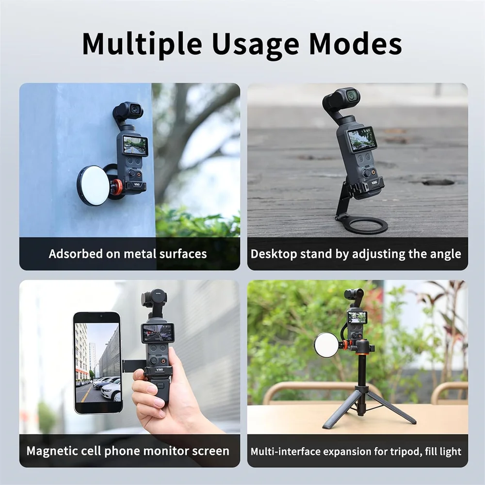 Aluminiowy uchwyt magnetyczny z mocowaniem 1/4 cala i zimną stopką do DJI Pocket 3/4/4P Xtra, magnetyczny uchwyt rozszerzający do telefonu iPhone 17 -12 — zdjęcie produktu 4