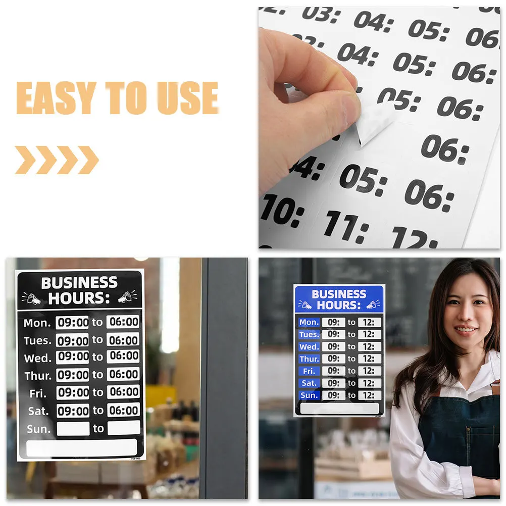 

Business Opening Hour Sticker Sheets Easy to Adjust Time Divisions and Fade Resistant Open Closed Sticker for Business