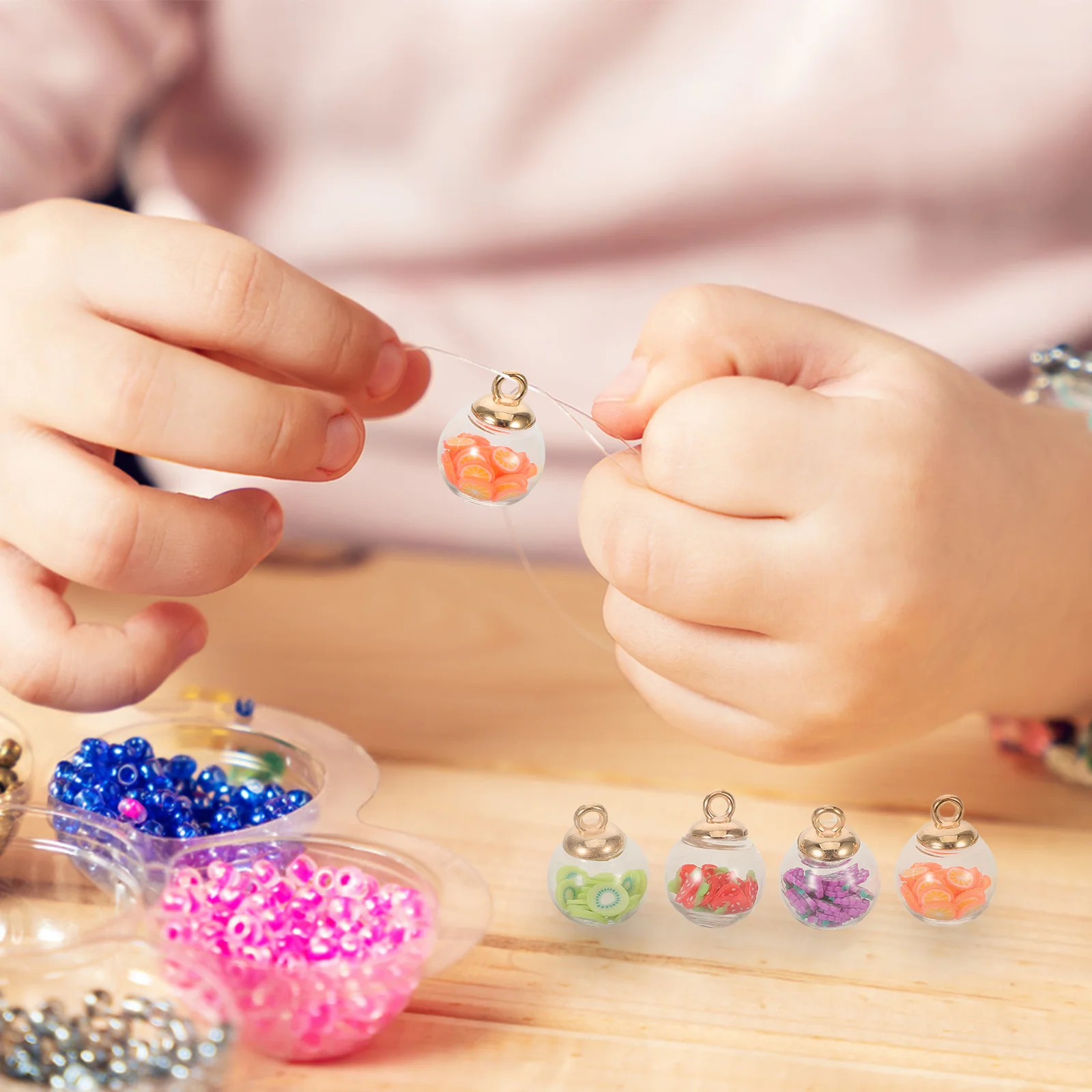 

50Pcs Glass Ball Pendants Colorful Fruit Slices for DIY Crafts Jewelry Making Necklaces Bracelets Earrings Accessories