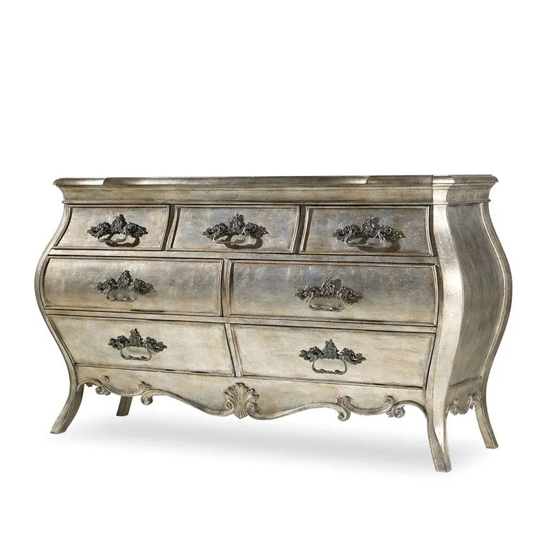 

Мебель Комод из массива дерева Французский неоклассический светлый роскошный резной зеркальный столик для макияжа