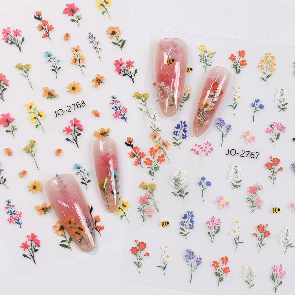3d Nail art Stickers Spring Wild Flowers Nemo Garden Flowers Butterfly Rainbow Nail Decals For Nail Decorations Manicures Beauty