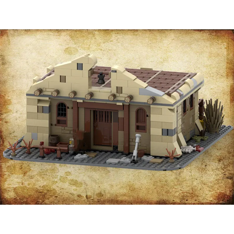 بقعة MOC-119111 1055 قطعة تجميع الجسيمات الصغيرة اللبنات البناء الغربي شبح الحانة بار منزل لعبة مجسمة هدية