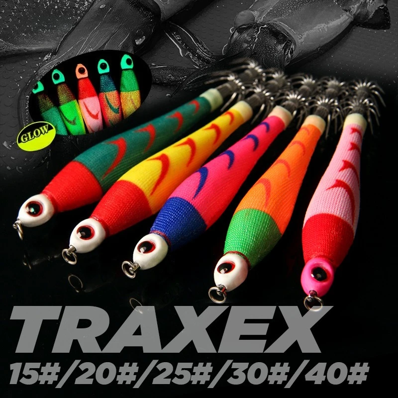 

Glow-in-the-dark Fabric Rolls Squid Jigs Exploding Jigs Umbrella Jigs Wooden Shrimp Lure Bait Wholesale Squid Hook