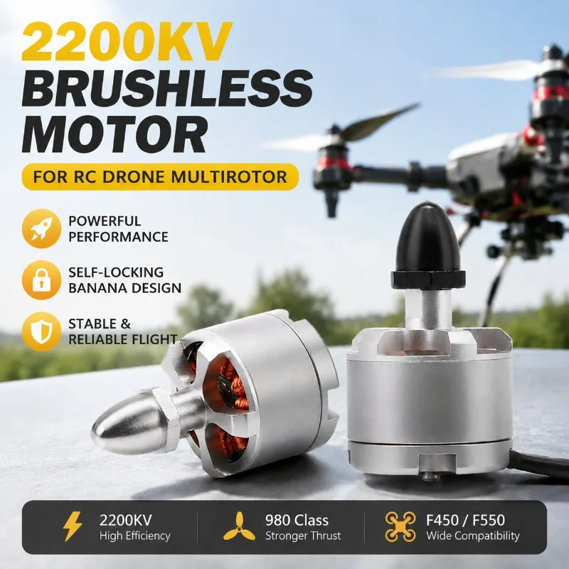 2212 980KV Self-locking Brushless RC Drone Motor Fit F450 F550 Quadcopter Multirotor Aircraft Power Engine Replacement Accessory