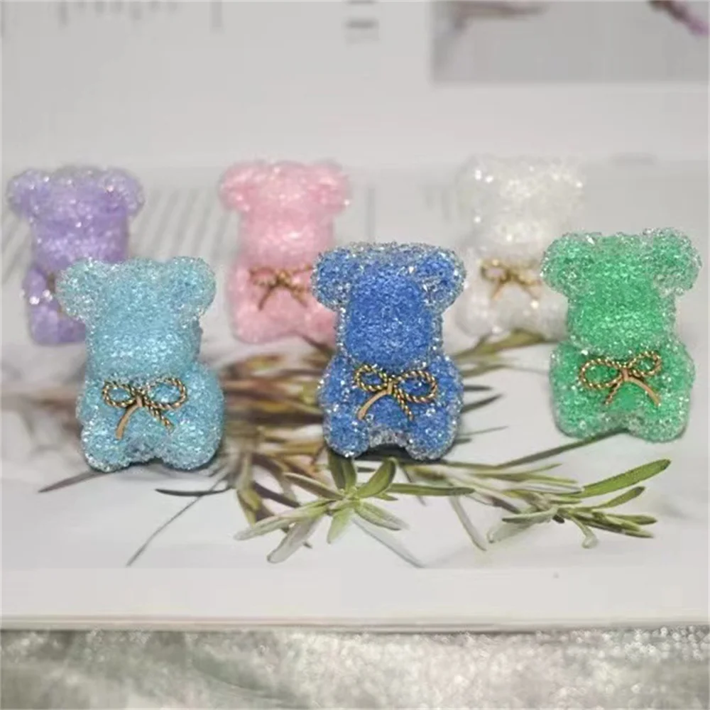 ST30 Cartoon Bear Sugar 3D Straight Hole Bead DIY Jewelry Phone Chain Car Hanging Keychain Accessories Handmade Material