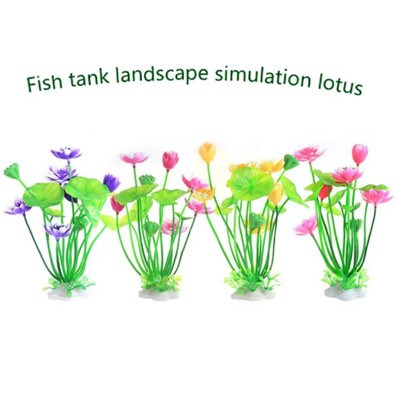 Aquarium Decoration Artificial Plants Lotus Fish Tank Landsc
