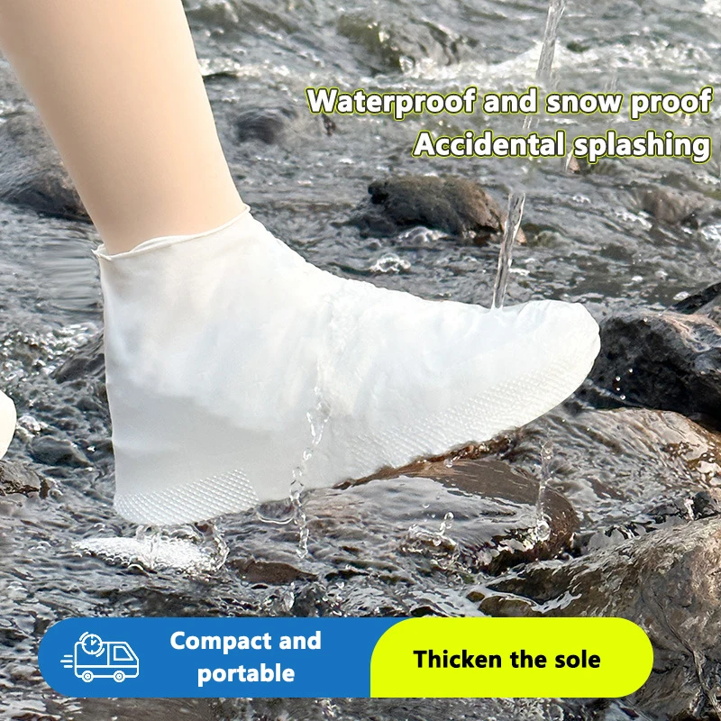 1 Pair Unisex Waterproof Silicone Shoe Cover Reusable Non-Slip Rain Boots Outdoor Rainy Day Protector Shoes Cover