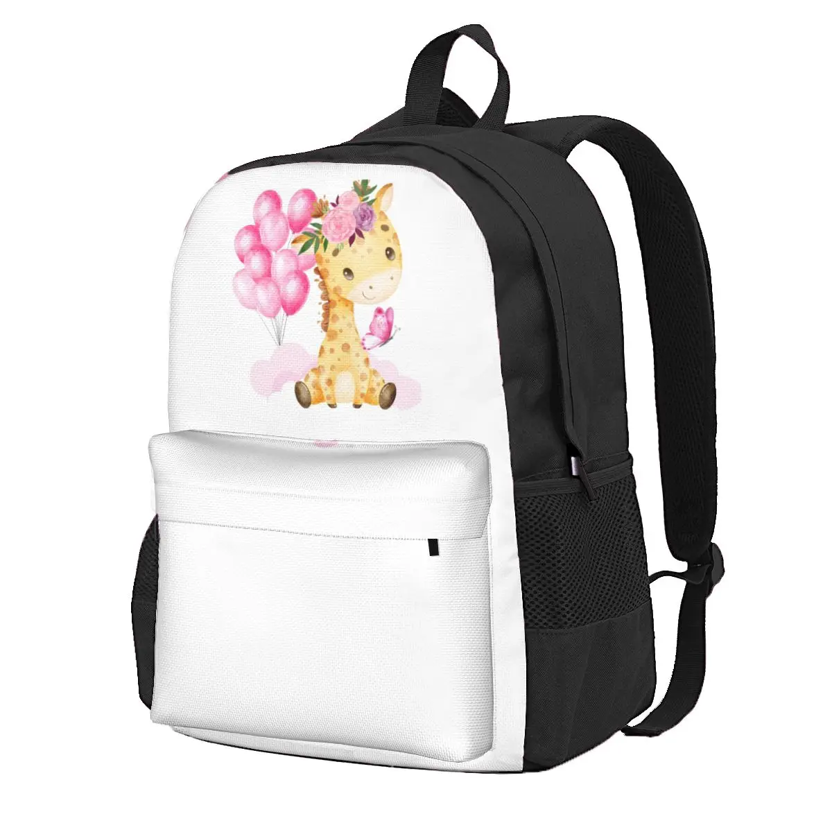 

Happy Flower Baby Giraffe Student Backpack School Bag Hiking Travel Daypack for Men Women Fashion Bookbag Shoulder Bags