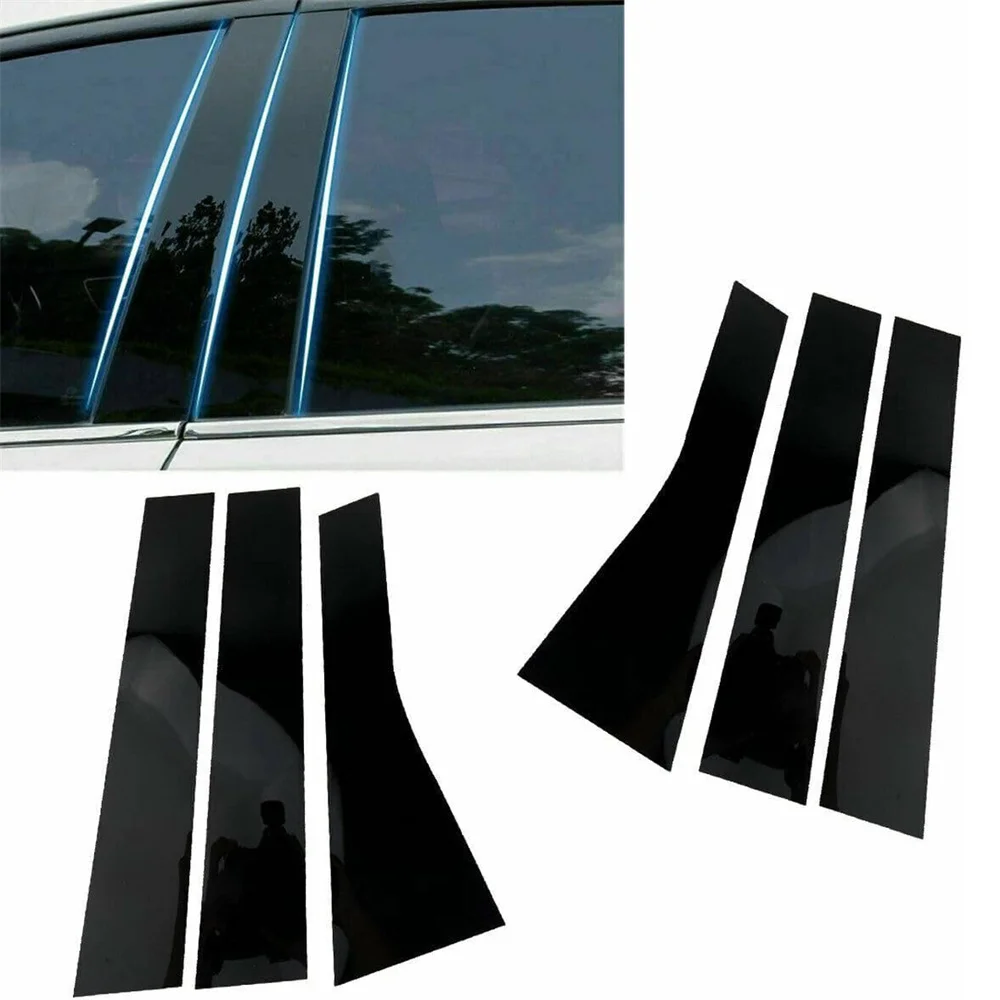 

6Pcs Set Door Trim Piano Cover Kit Black Pillar Posts For Jeep Cherokee 14-17
