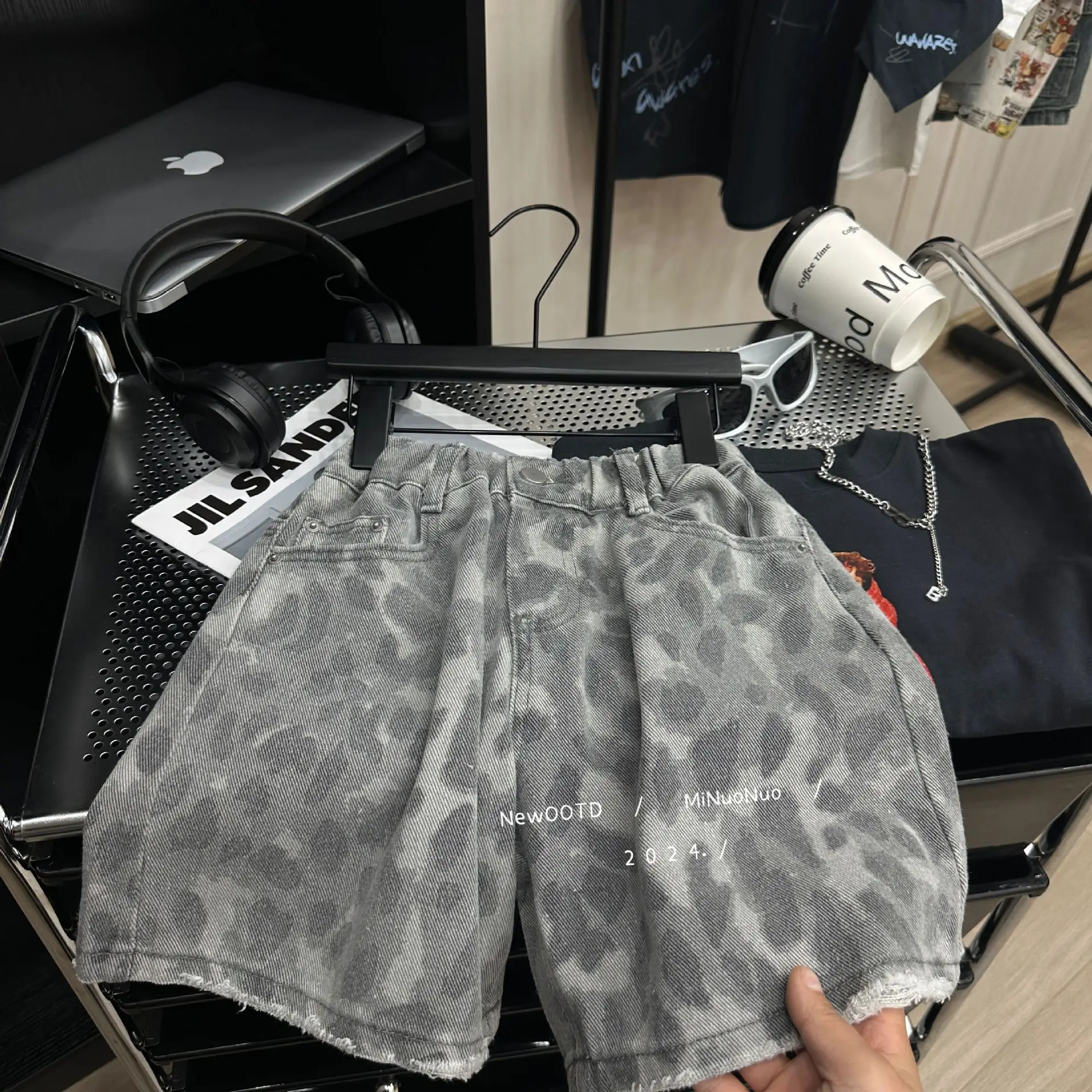 

Boys Shorts 2024 Korean Style Summer New All Match Leopard Print Fifth Pants Loose Casual Jeans Fashion Summer Children Shorts