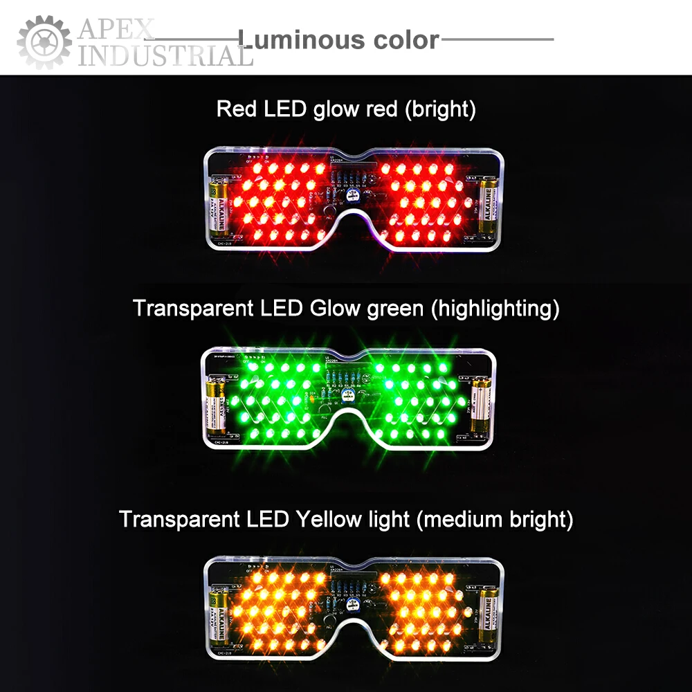 DIY Kit Voice Controlled LED Luminous Glasses Making Set Light-emitting Diode Flashing Light Electronic Soldering Assembly
