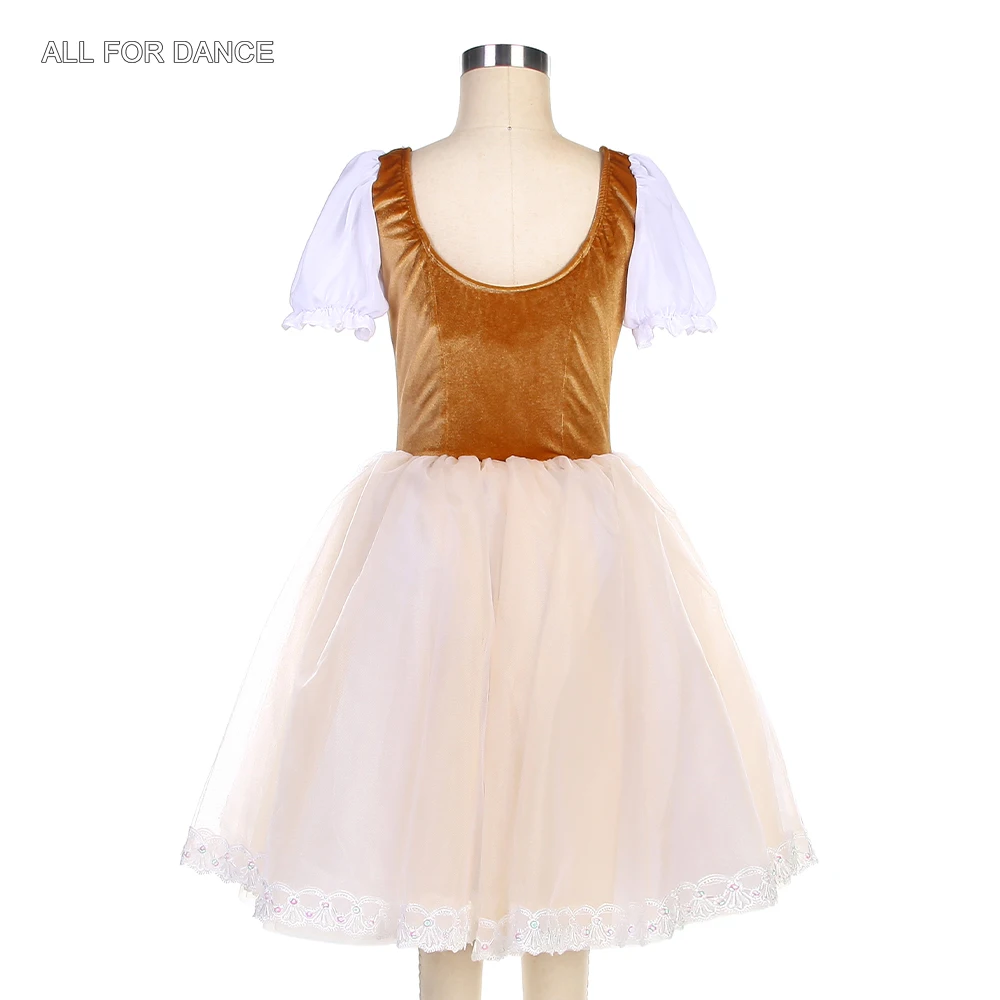 22093 Gonna tutu di danza classica romantica con corpetto in velluto marrone per costume da ballerina per bambini e adulti