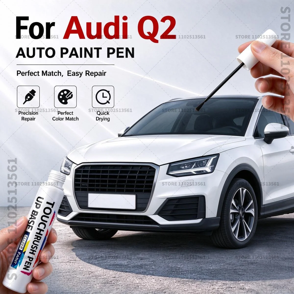 For Audi Q2 2016-2025 Black Car Scratch Remover Paint Pen Touch Up Marker for Auto Body Repair Door Bumper Fender Accessories