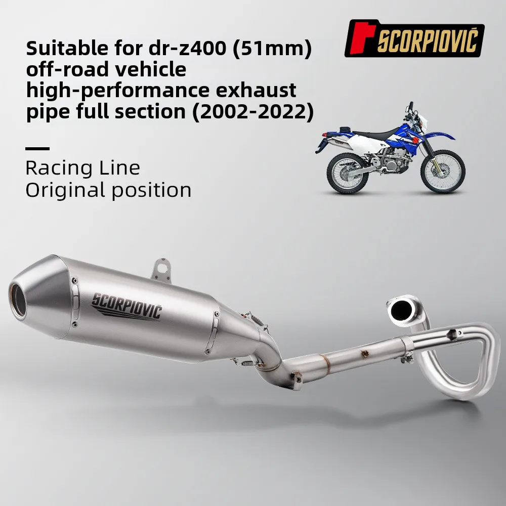DRZ400 Direct Fit Motorcycle Exhaust System Combo Set Stainless Steel Front Mid Rear Section Special Non-Destructive