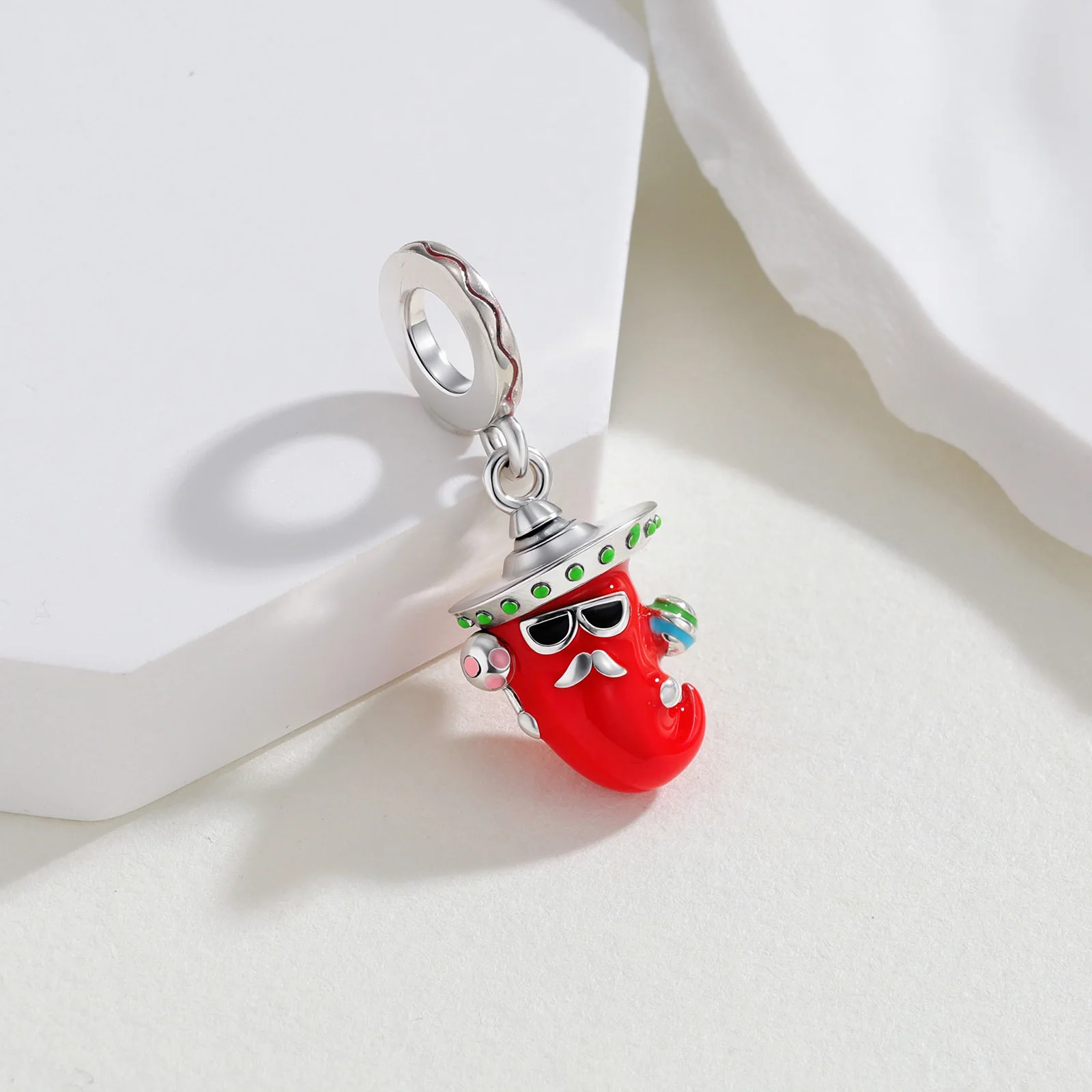New 925 Sterling Silver Charms Handheld Maraca Chili Pendant Fit Original Bracelet Charm DIY Jewelry Festival Gifts For Woman
