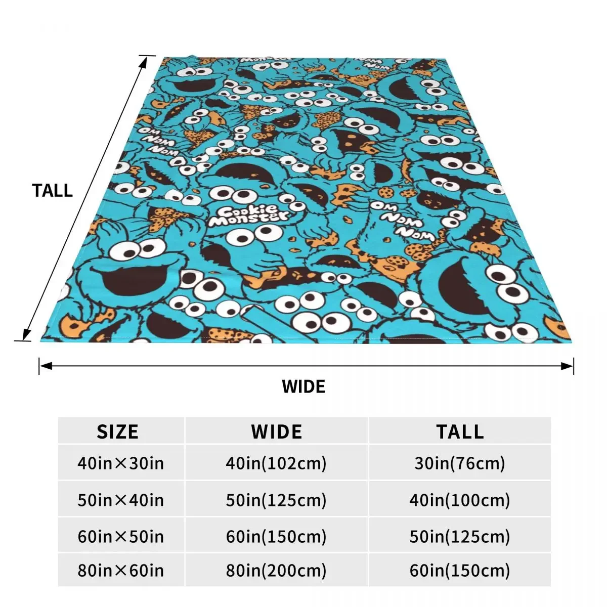 Cookie Monster Nom Nom Nom Pattern Blankets Coral Fleece Plush Summer Multifunction Warm Throw Blanket for Sofa Travel Quilt