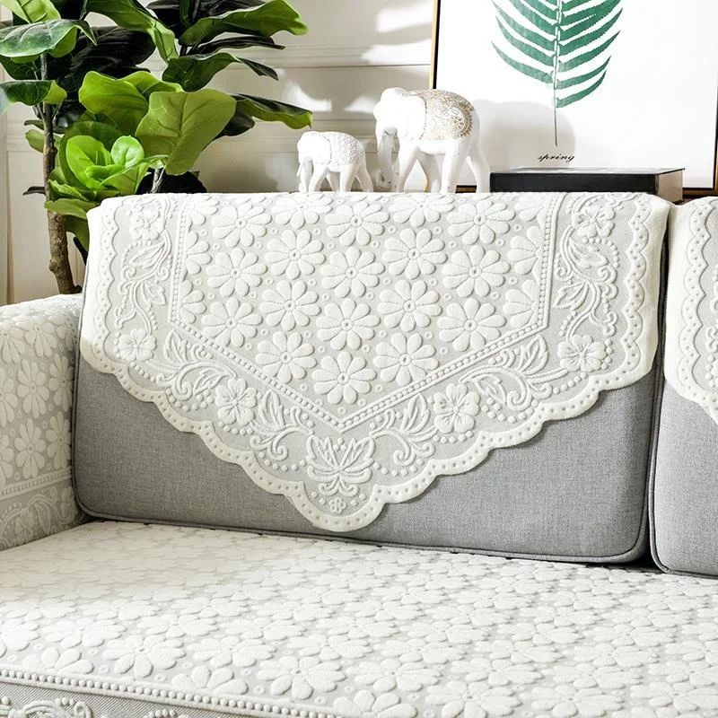 

Modern Simple Style Sofa Cover Cloth Lace Sofa Pad Backrest Towel Sofa Throw Pillow Cover for Combination Sofa Pure Color