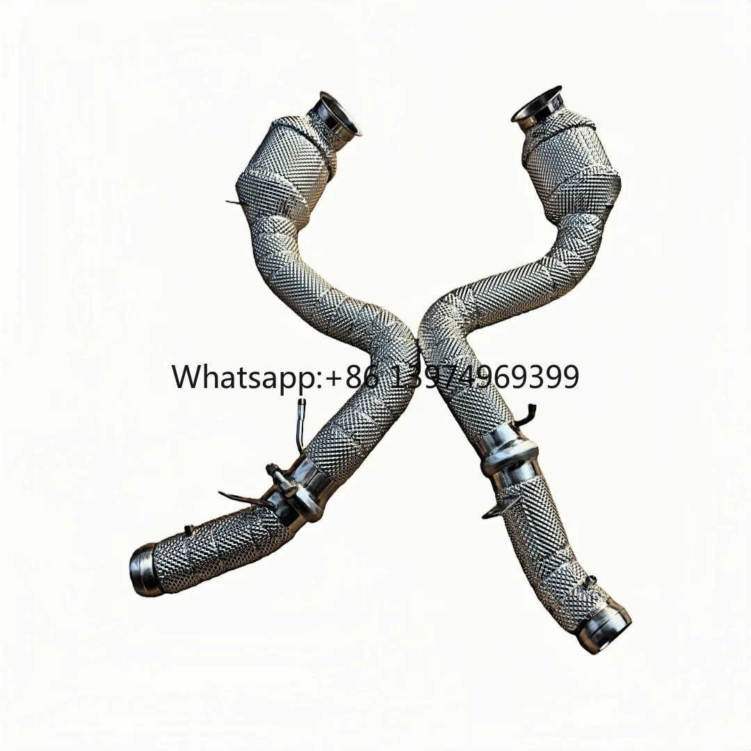 For DEX Stainless Steel With Heat Shiled High Flow Exhaust Down Pipe for 2015-2020 Mercedes-Benz C63 C63S AMG W205 4.0T