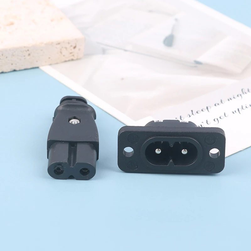 Male Power Socket Female Plug Power Outlet Embedded Electric Connector AC 2.5A 250V 8-Shaped Plug Socket