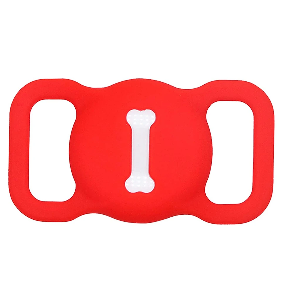 Protective Case for AirTags for Dog Cat Collar Pet Loop Holder Accessories , Silicone Cover for Pet Collar -Red