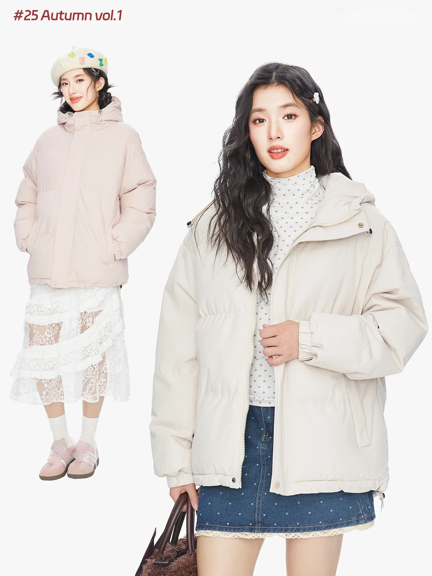 

Freedom Basic Color Hooded Cotton Jaet ex Winter Warm Outerwear Korean Sle Thiened Long Sve Zipper Closure
