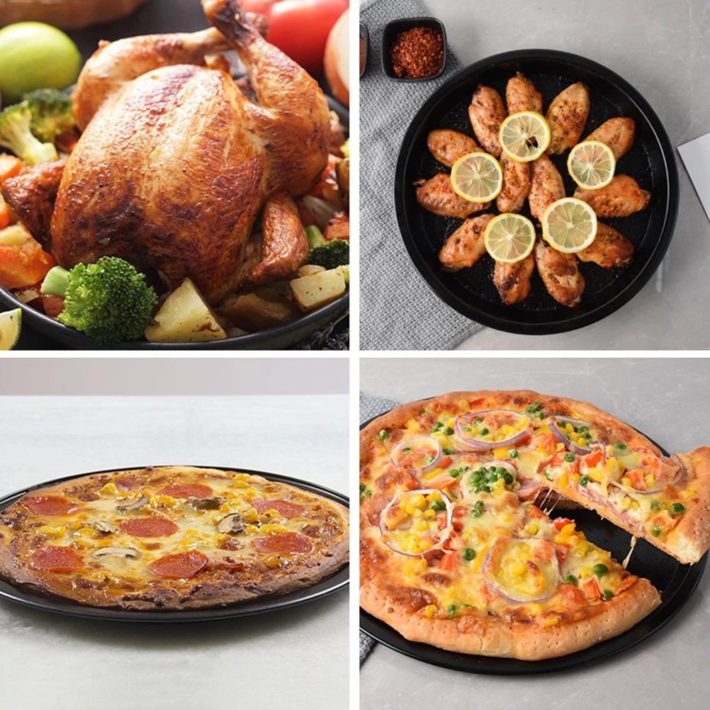 

2pcs 13 Inch Round Non stick Carbon Steel Pizza Pan Bakeware for Oven Home Baking Kitchen Tools Metal Stove Pans