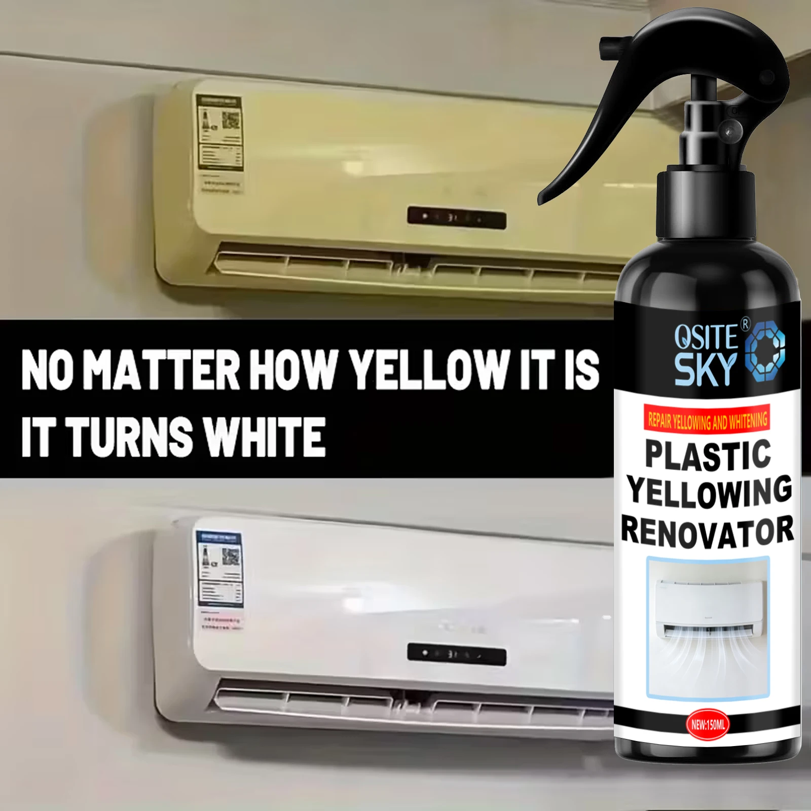 Bathtub Yellow Remover Spray - Fast Acting Acrylic And Plastic Surface Cleaner - Multi-purpose Renew Care for Bathtubs, Auto Components And Household Appliances - Fade Dull Yellow Discoloration to Restore Natural Smooth Surface Shin