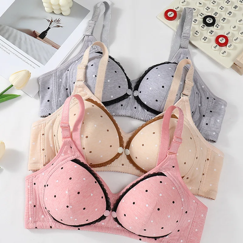 

New Large-sized Pregnant Women's Breastfeeding Bra Comfortable Traceless Front Buckle Fixed Cup Thin Vest Style Underwear