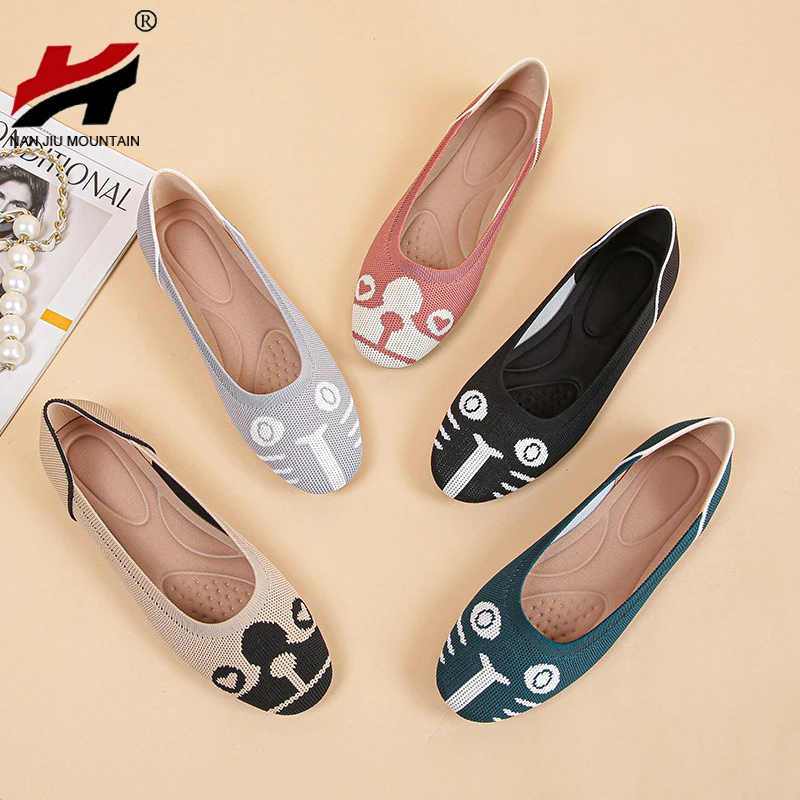 Women Flat Shoes Cute Cat And Dog Single Shoes Spring Autumn Comfortable Casual Shoes Woman