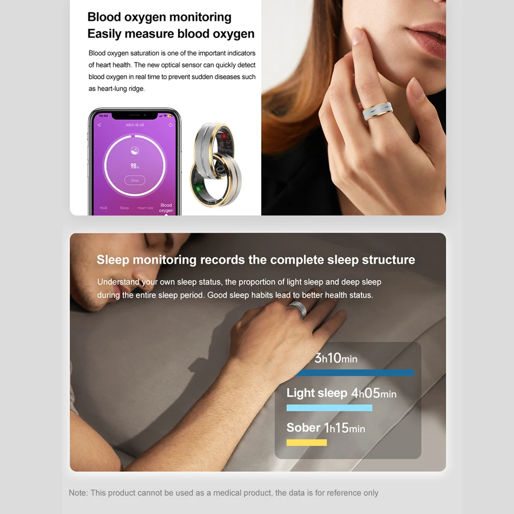 2024 New Multi-function Smart Ring Men Women Health Detection Sports Waterproof Smart Ring for Android IOS