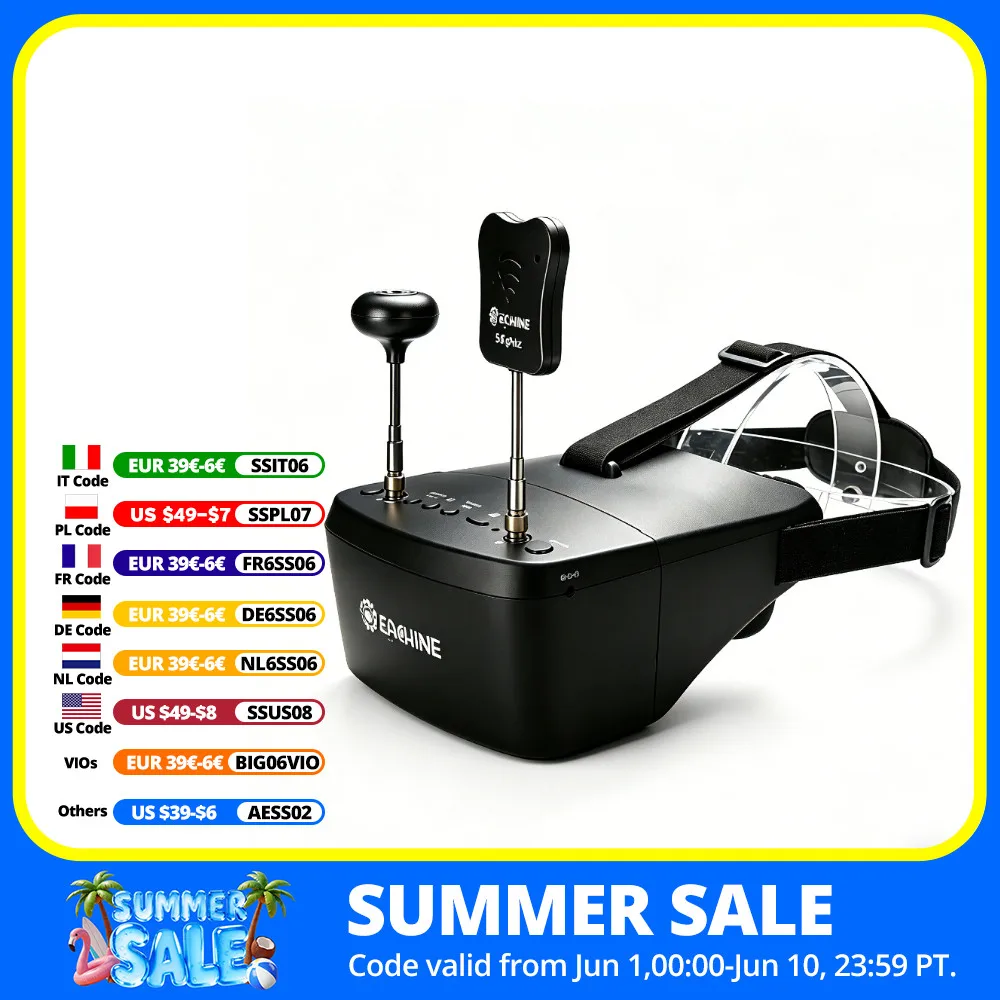 Eachine EV800D 5.8G 40CH 5 Inch 800*480 Video Headset HD DVR Diversity FPV Goggles With Battery For RC Model