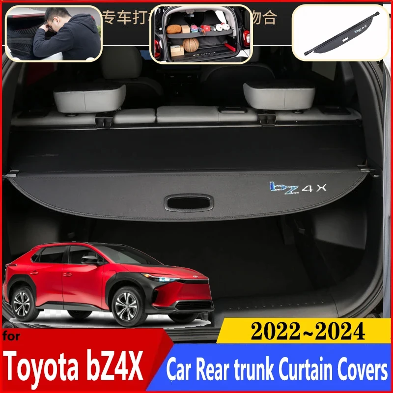 Car Trunk Curtain For Toyota bZ4X 2023 Accessories 2022 2024 Subaru Solterra Trunk Luggage Curtain Trunk Cargo Cover Accessories