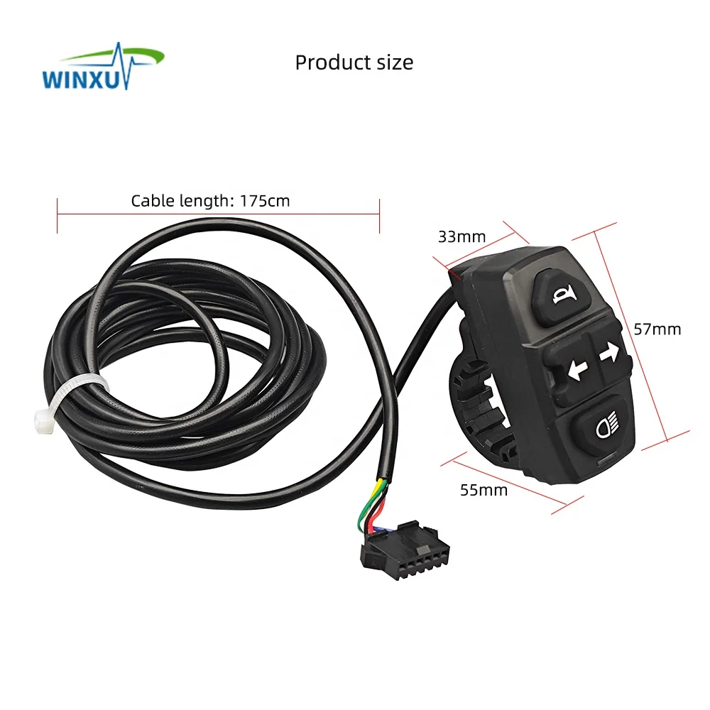 E-Bike Scheinwerfer Lichtschalter Hupe Blinker Licht Integriert Wasserdicht 12-72V Universal für Elektroroller Mountainbike – Detail 5