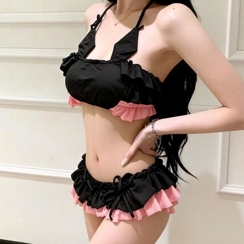 Anime Girls Cute Swimsuit Women Summer Beach Vacation Sexy Bikini Swimwear Japanese Uniform Cosplay Bra Panties Set Girl's Gift