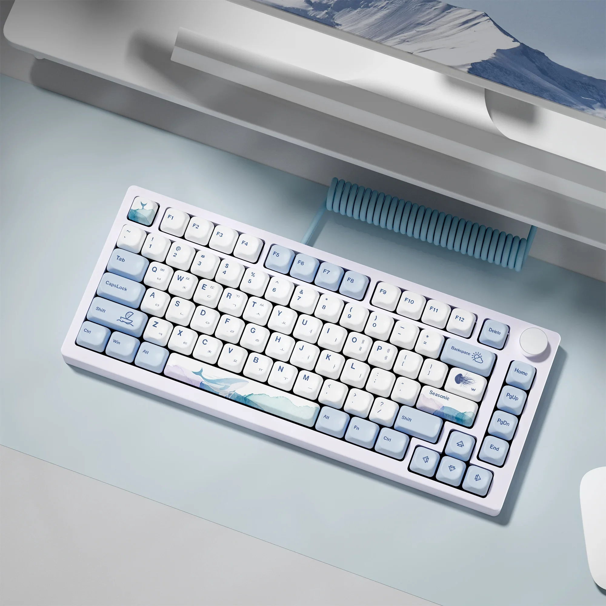 

KBDiy Корейский океанский кит Keycap PBT MAC Custom KOA Profile Симпатичные колпачки для механической клавиатуры 135 клавиш для премиальной F87 F108 F99