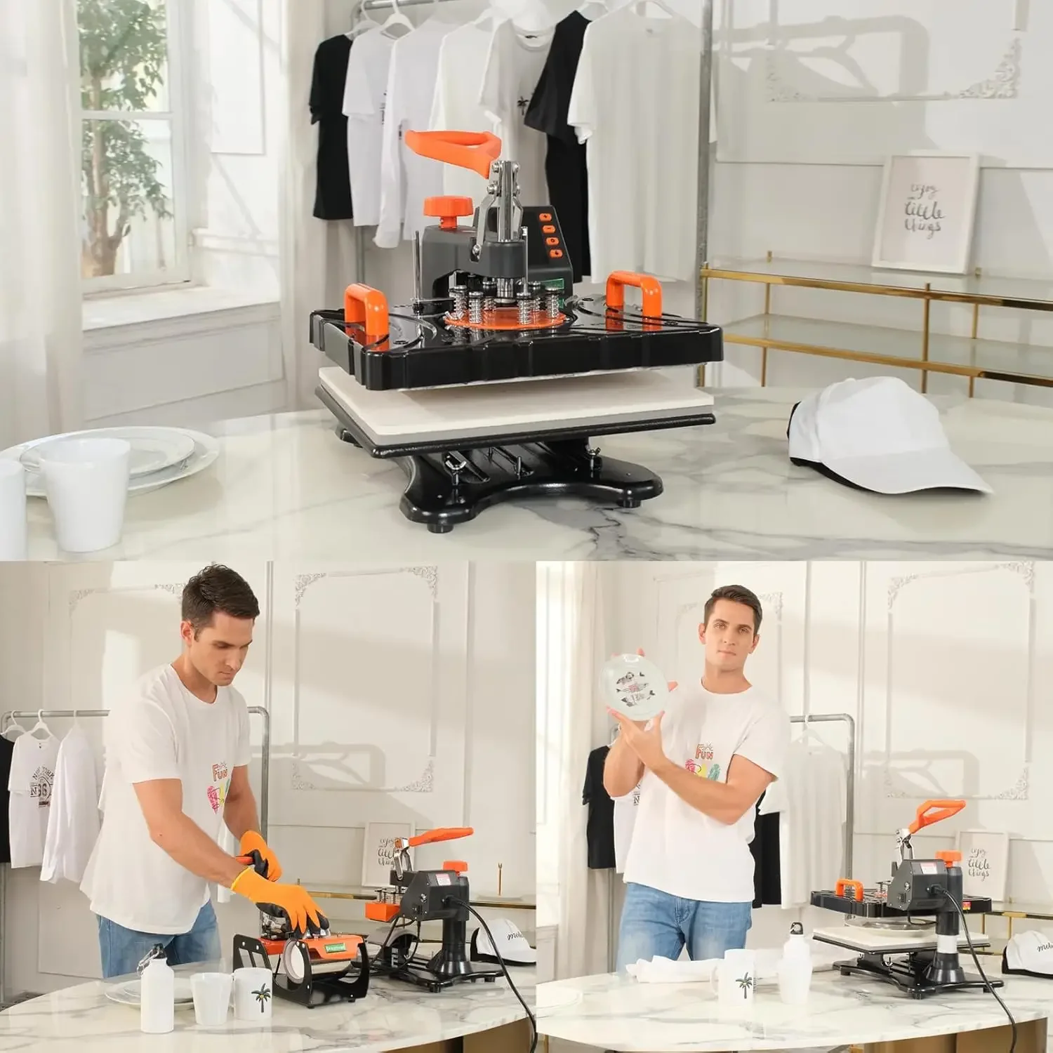 

[Limited Stock!]Upgraded Heat Press Machine 8 in 1 Combo,Digital Multifunction Shirt Press Machine for T Shirts12 X15 Sublimatio