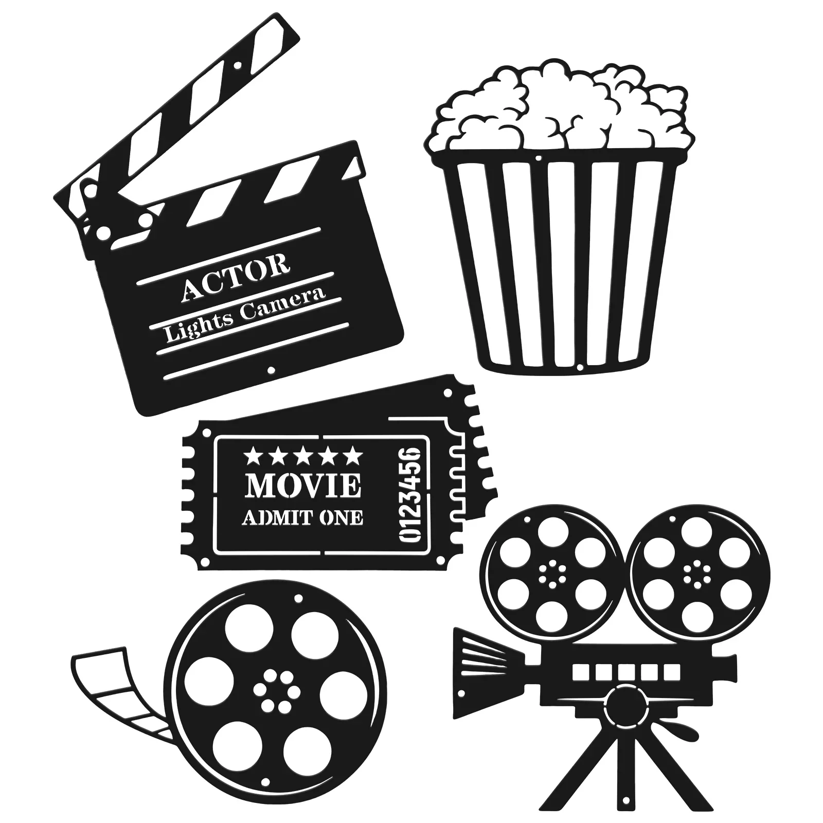 

5 pcs Movie Theater Decor Home Movie Theater Room Decor Cinema and Popcorn Wall Art Metal Movie Reel Wall for Movie Theme