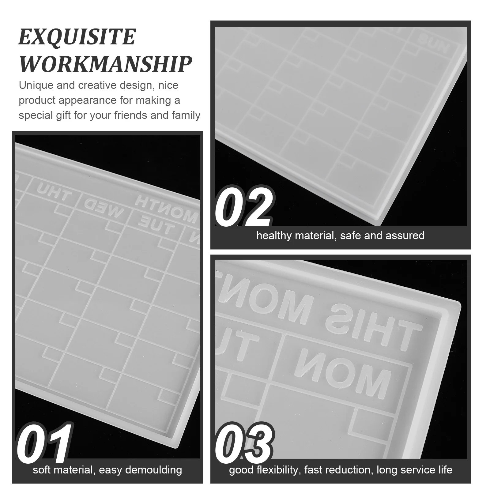 

1pc Silicone Mold For Diy Craft, Easy Demold Clean, Lightweight Durable, Monthly Planner Mold, Work Schedule Silicone Mold,