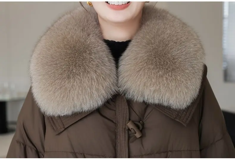 Frauen Winter Daunen Baumwolle Jacke 2025, Neue Frauen Warme Dicke Baumwolle Mantel Größere Pelz Kragen Baumwolle Gefütterte Jacke Frauen Parka Mantel – Detail 14