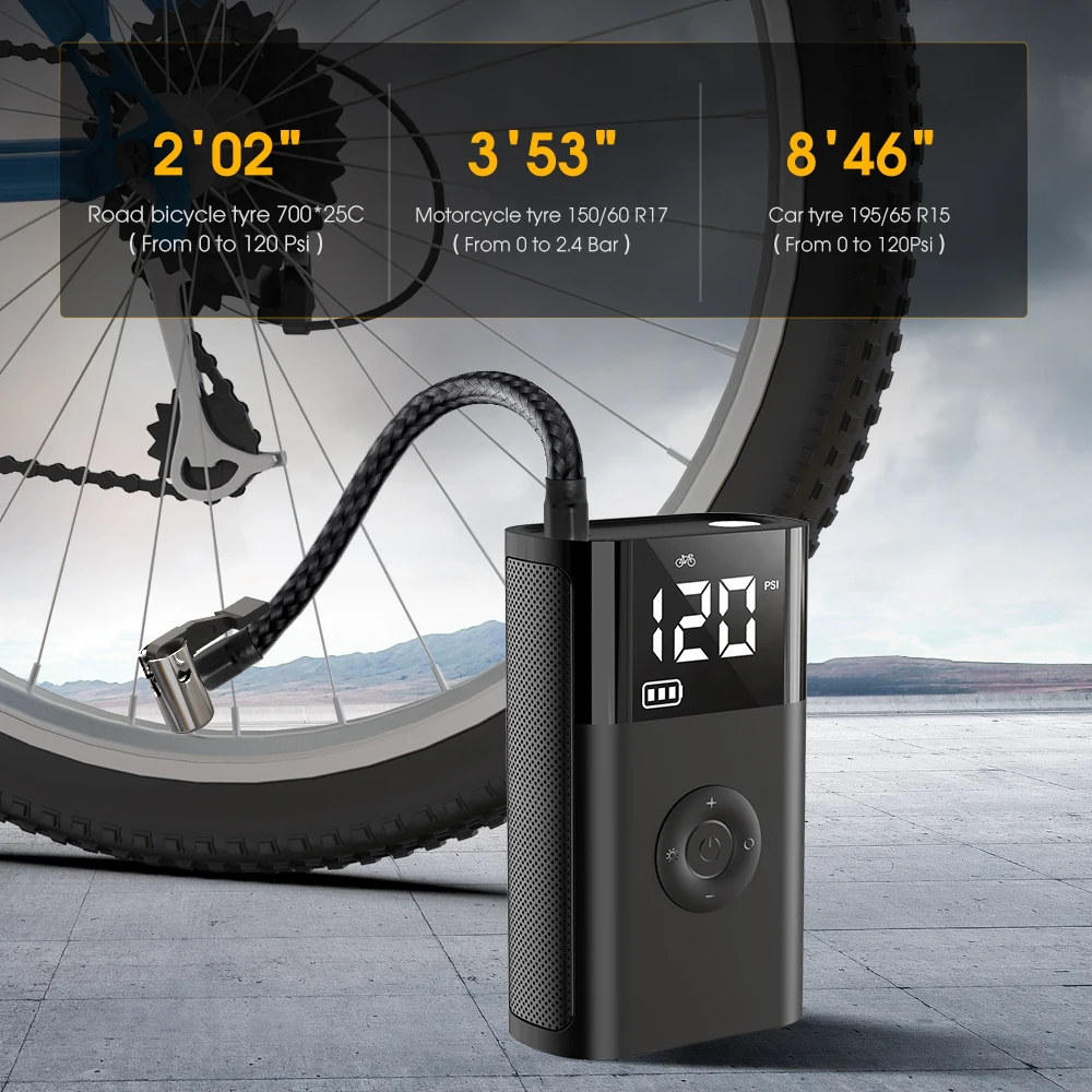 Motorcycle Air Pump Mini Bicycle Air Pump Rechargeable Wireless Inflator Electric Air Compressor for Soccer Basketball