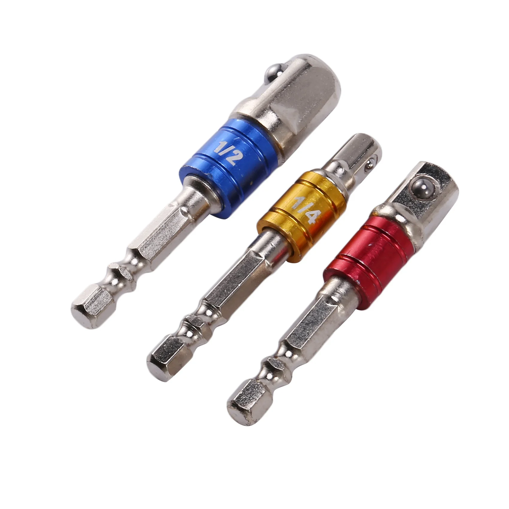 AT44-6PCS Socket Adapter Impact Set Hex Shank To 1/4 3/8 1/2 Inch Colorful Extension Converter