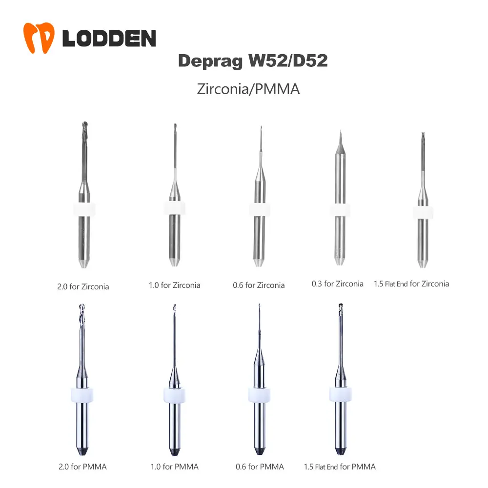 

DEPRAG W52/D52 Zirocnia PMMA Milling Burs D4 DC NC Drills Dental Titanium Grinding Cutter for DEPRAG D52 Machine