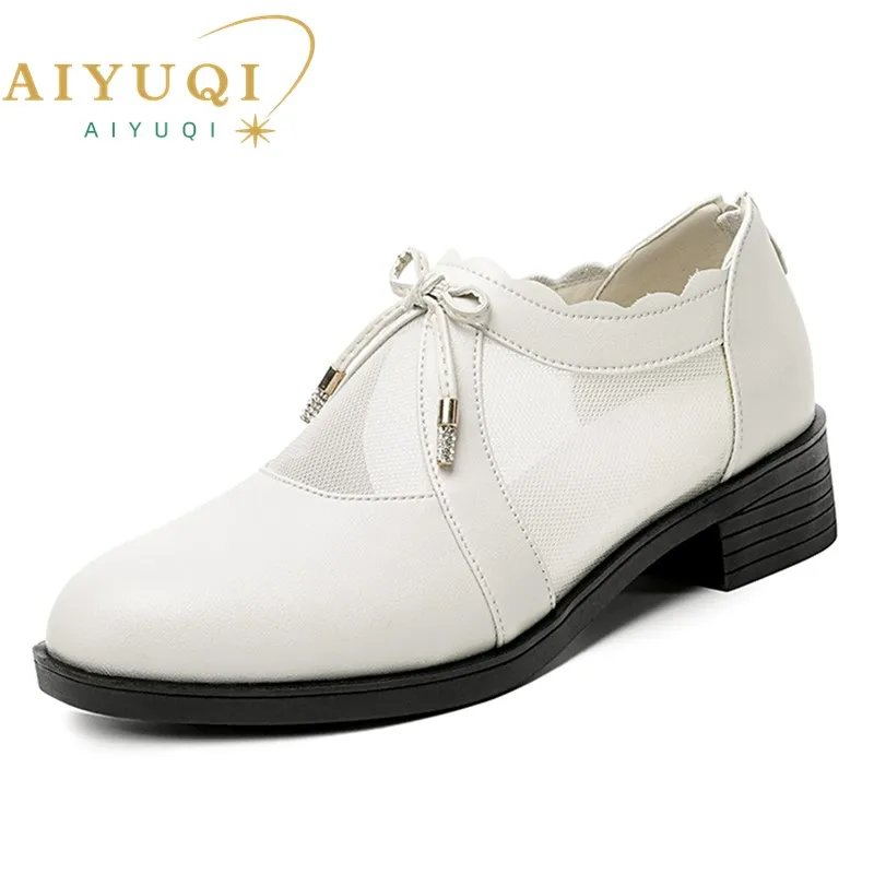 

AIYUQI Women's Mesh Shoes 2025 Spring New Genuine Leather Non-slip Women's Shoes Large Size Fashion Mesh Dress Shoes Women