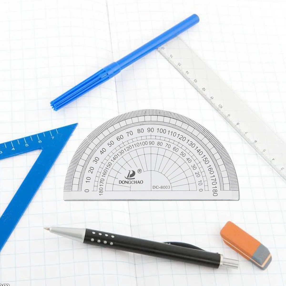 10pcs Clear Plastic Protractor 180 Degrees Math Protractor 180 Degrees 180 Degrees Protractor 180 Degrees For Angle Measurement