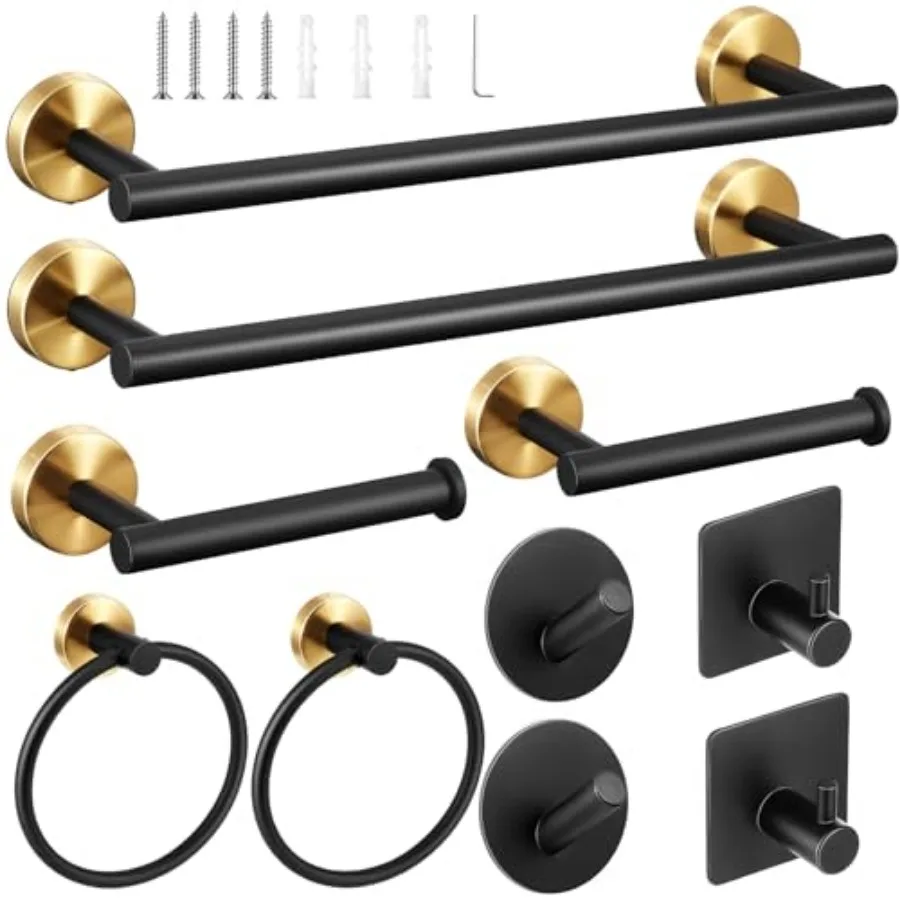 

10 Pcs Matte Bathroom Hardware Set SUS304 Bathroom Hanger Set 16 Inch Hand Towel Bar Towel Holder Toilet Paper Holder Angled Ho